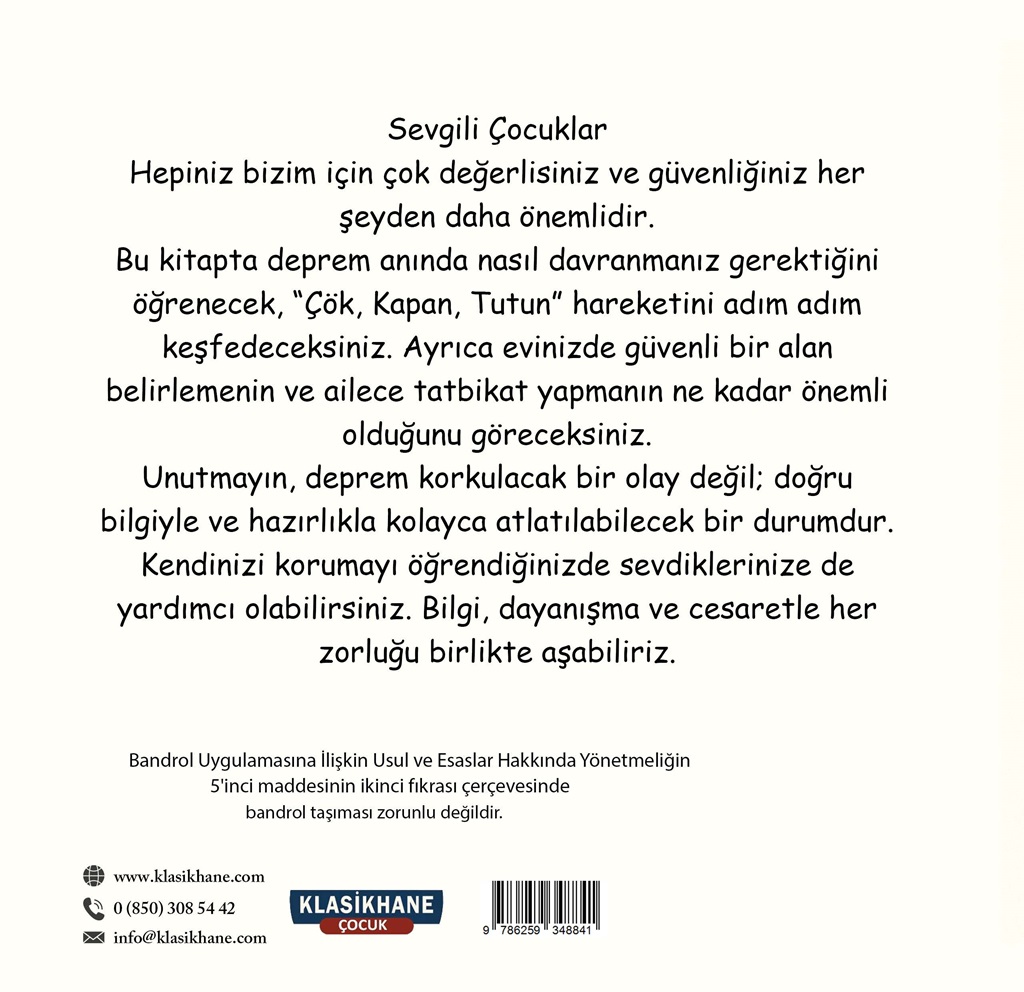 Çocuklar İçin Deprem Eğitim Kitabı